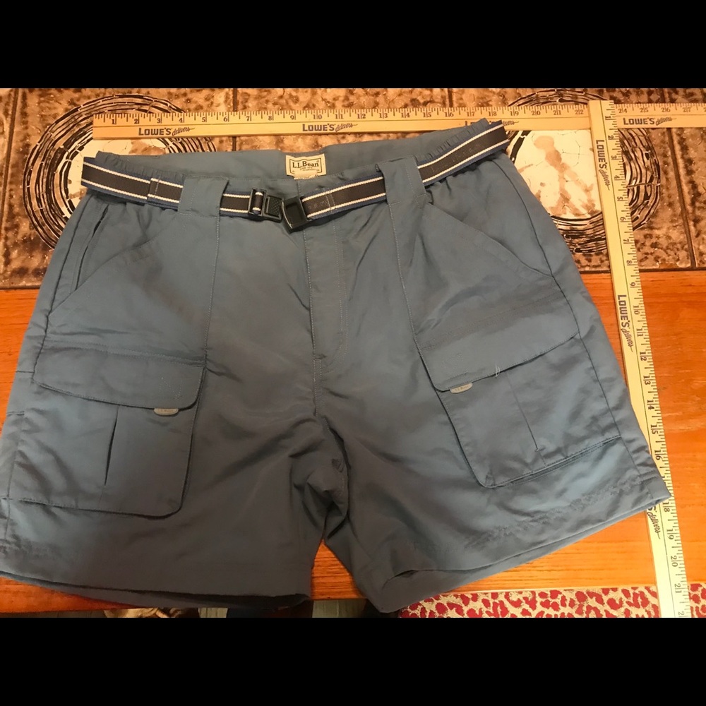 LL Bean blue cargo shorts. NBW